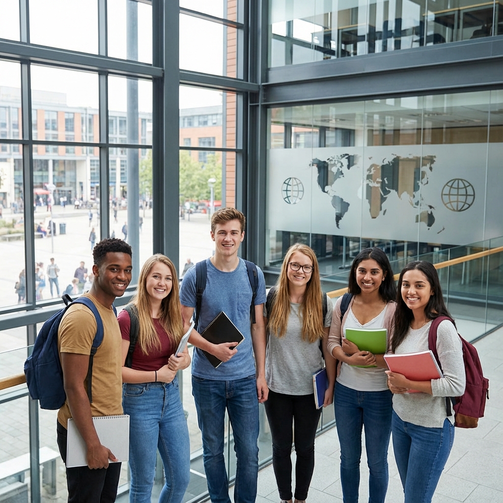 Diverse group of students representing global education opportunities